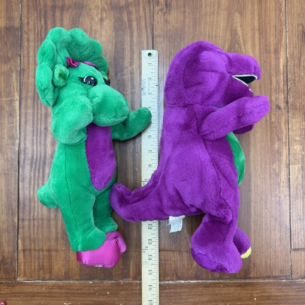 Barney & Baby Bop Plush Lot Set Vintage Stuffed Animal Doll Purple Dinosaur 90's